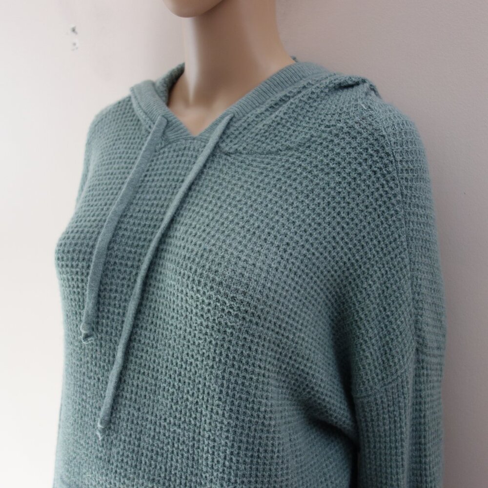 Aerie Waffle Knit Hoodie Sweater Overcast Green Oversized (XS) NWOT! - Picture 3 of 12